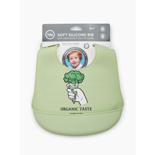 Happy Baby Bib Green - სილიკონის რბილი წინსაფარი - image 3 | Labebe