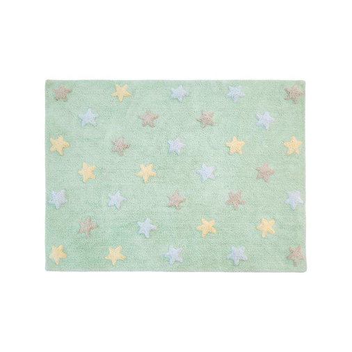 Lorena Canals Tricolor Stars Soft Mint - Washable handmade rug - image 1 | Labebe