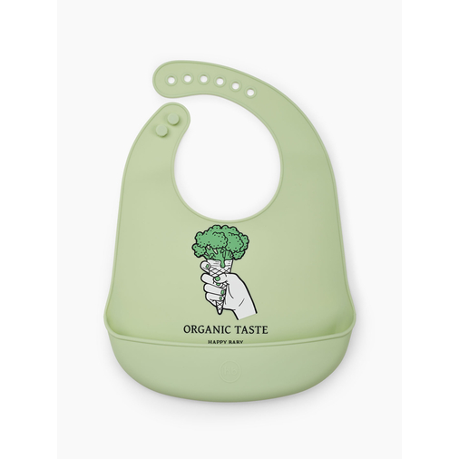 Happy Baby Bib Green - სილიკონის რბილი წინსაფარი - image 2 | Labebe