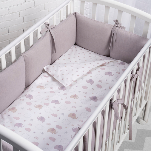 Perina Soft Cotton Grey-Lilac - საბავშვო საწოლის ბამპერები - image 1 | Labebe