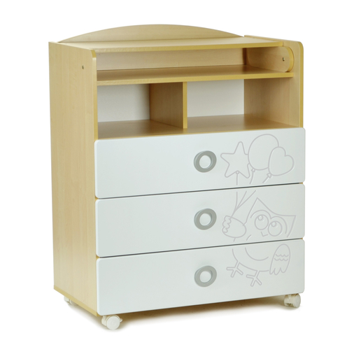 SKV Company Owl Birch/White - Drawer chest with changing table - image 1 | Labebe